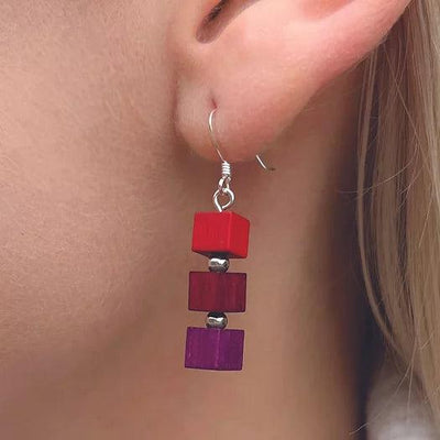 Carrie Elspeth Sunset Wooden Cube Earrings - Rococo Jewellery