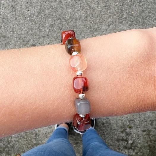 Carrie Elspeth Autumn Agate Cubes Bracelet - Rococo Jewellery