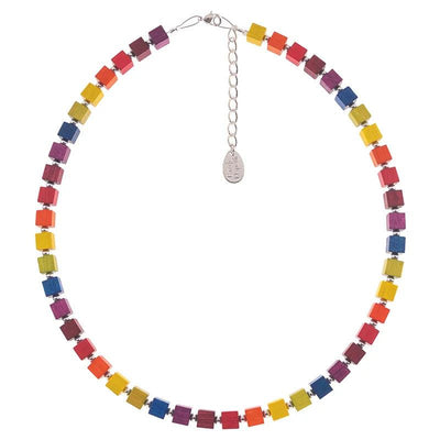 Carrie Elspeth Rainbow Wooden Cubes - Full Necklace - Rococo Jewellery