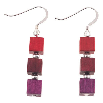 Carrie Elspeth Sunset Wooden Cube Earrings - Rococo Jewellery