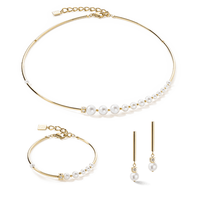 Coeur de Lion Asymmetric Freshwater Pearls Gold Bracelet - Rococo Jewellery