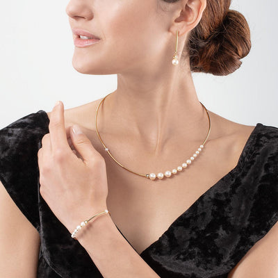 Coeur de Lion Asymmetric Freshwater Pearls Gold Bracelet - Rococo Jewellery