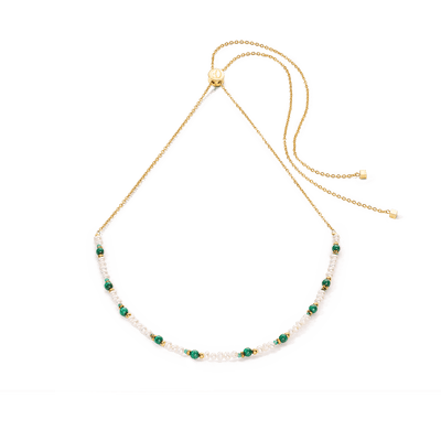 Coeur De Lion Harmony Gold Pearl and Malachite Necklace - Rococo Jewellery