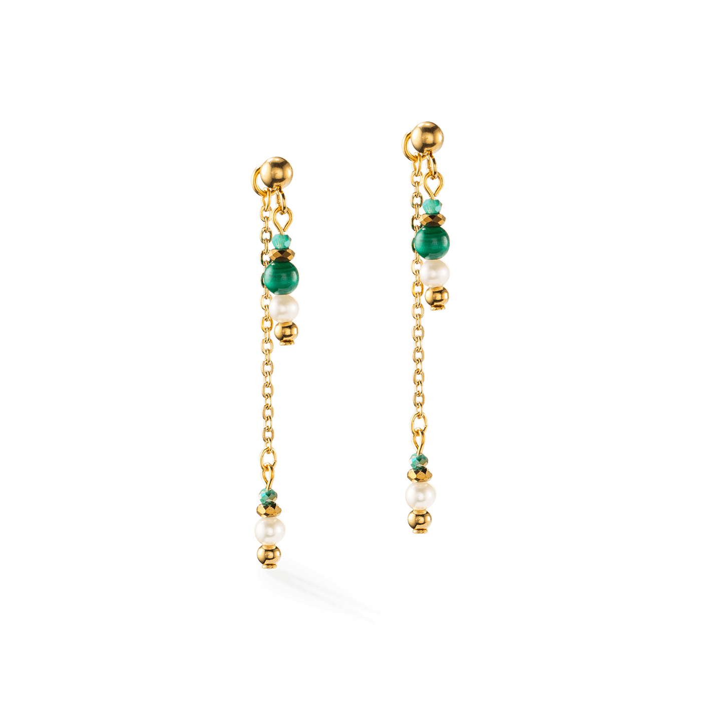 Coeur De Lion Harmony Gold Pearl and Malachite Multi-Wear Earrings - Rococo Jewellery