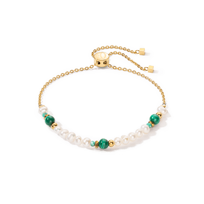 Coeur De Lion Harmony Gold Pearl and Malachite Bracelet - Rococo Jewellery