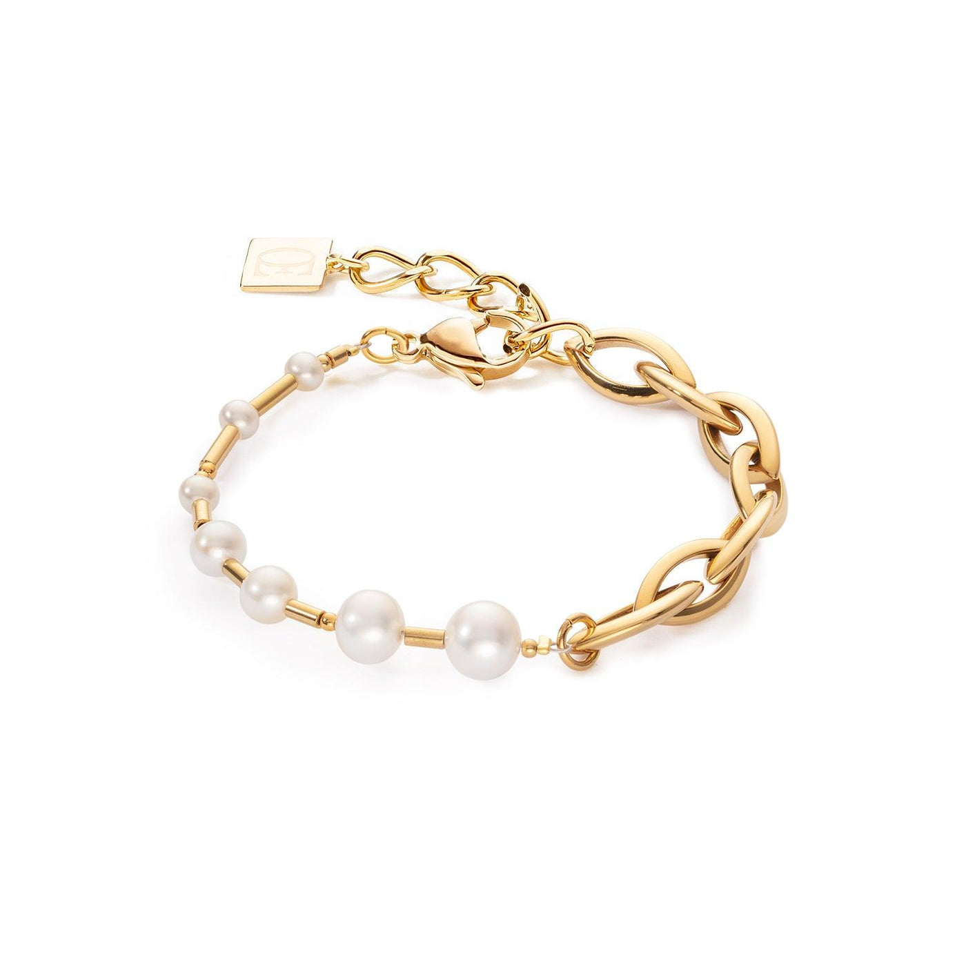 Coeur De Lion Chunky Chain and Pearls Fusion Bracelet - Rococo Jewellery