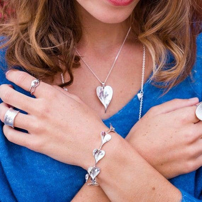 Sea Gems Heart Shaped Leaves Bracelet in Sterling Silver - Rococo Jewellery