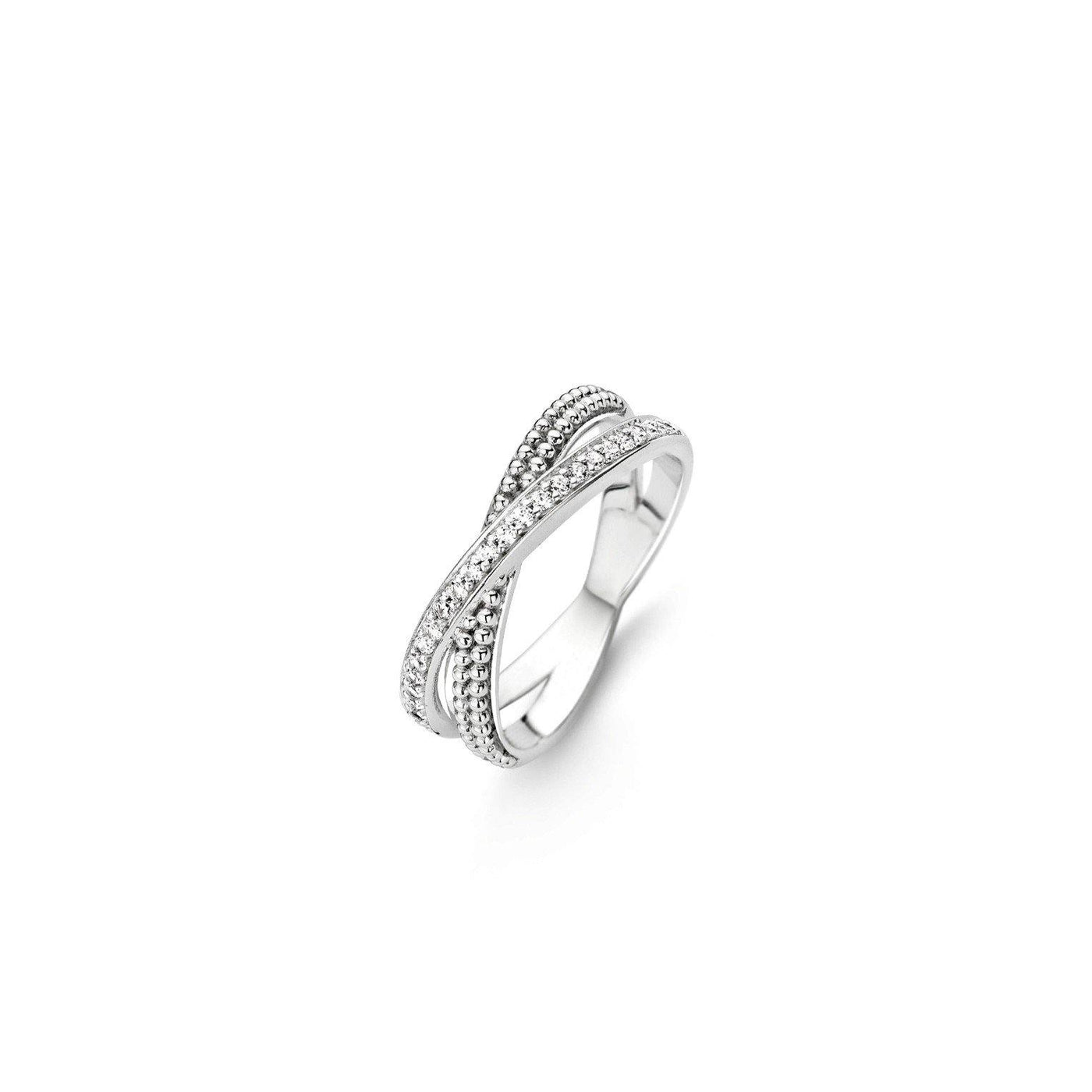 Ti Sento Sterling Silver 2 Bands Crossover Ring - Rococo Jewellery