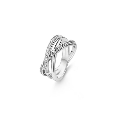 Ti Sento Sterling Silver 3 Bands Crossover Ring - Rococo Jewellery