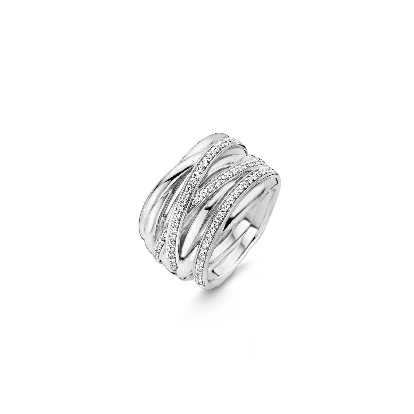 Ti Sento Sterling Silver Wide Crossover Bands Ring - Rococo Jewellery
