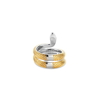 Ti Sento 18ct Gold Vermeil Emerald Snake Ring - Rococo Jewellery