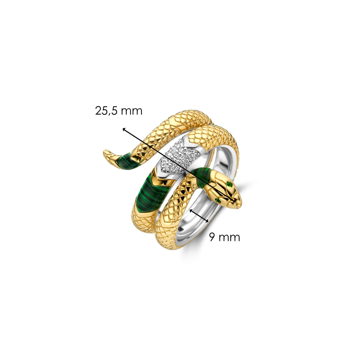 Ti Sento 18ct Gold Vermeil Emerald Snake Ring - Rococo Jewellery