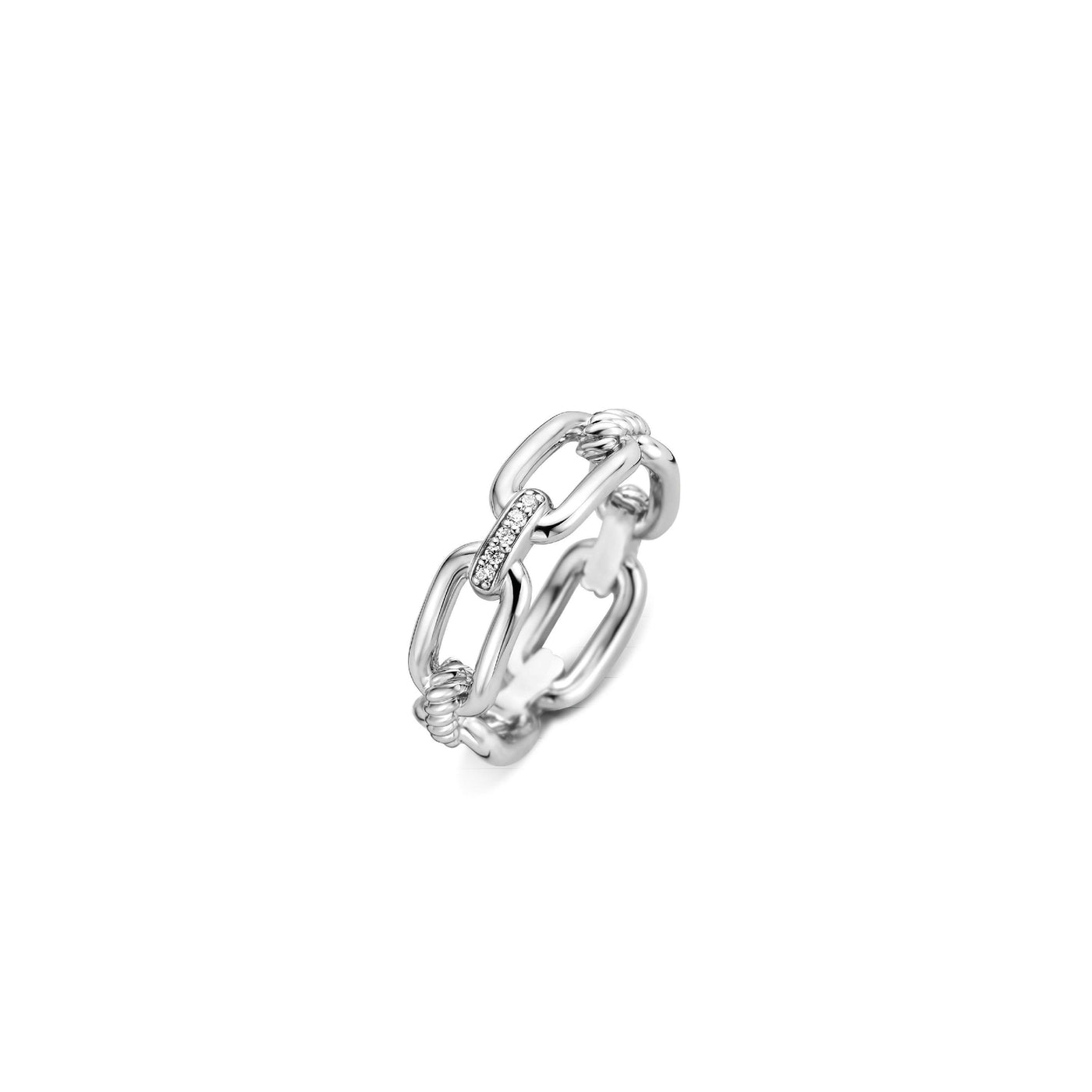 Ti Sento Sterling Silver Cubic Zirconia Chain Link Ring - Rococo Jewellery
