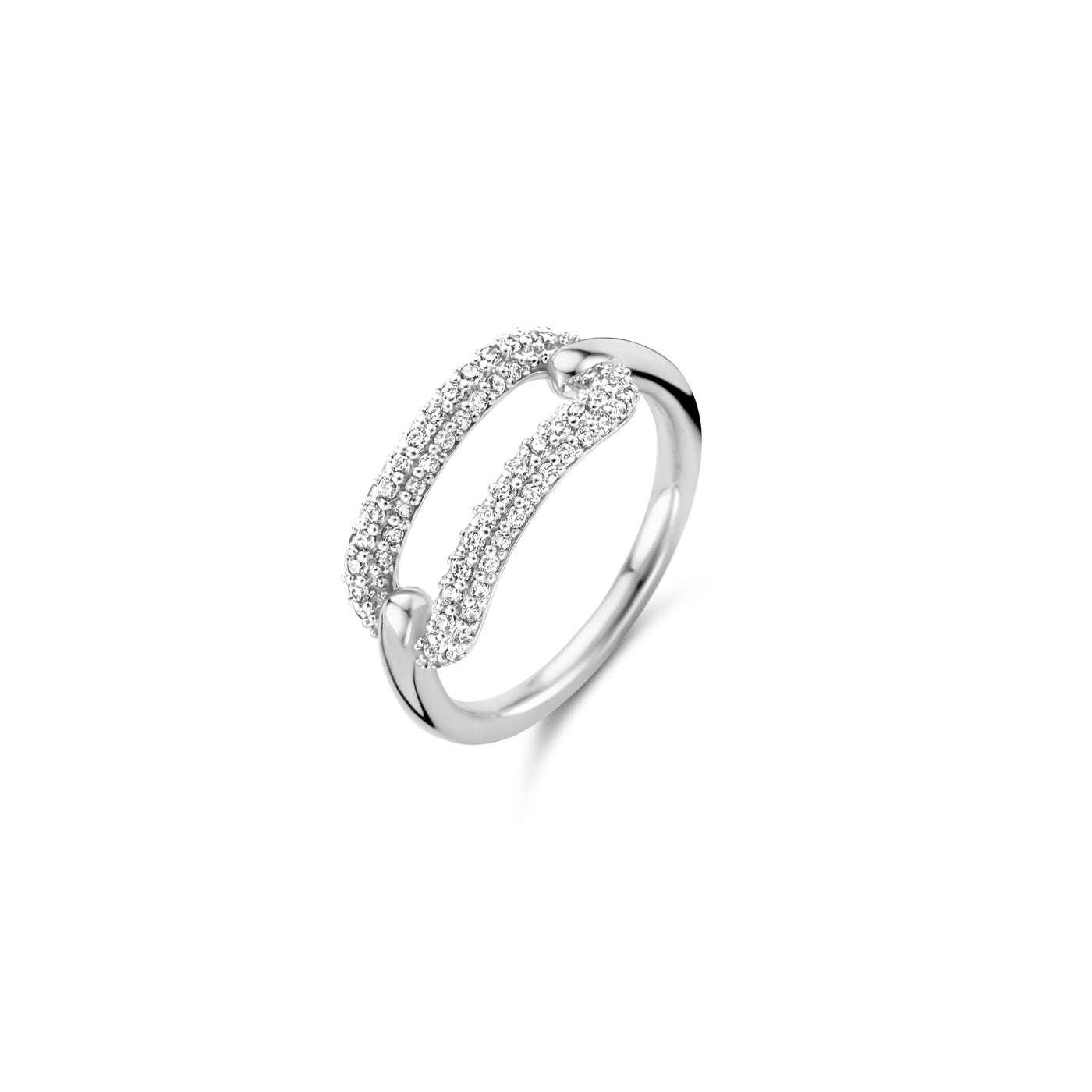 Ti Sento Cubic Zirconia Open Link Sterling Silver Ring - Rococo Jewellery
