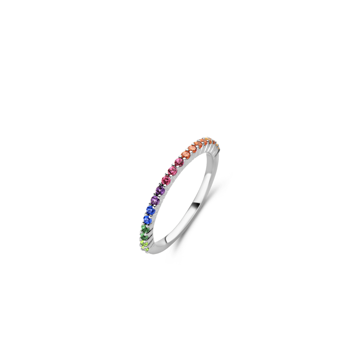 Ti Sento Silver Rainbow Pave Ring - Rococo Jewellery
