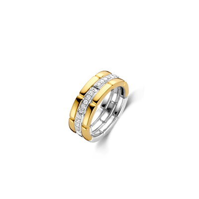 Ti Sento Gold Vermeil Cubic Zirconia Three Band Ring - Rococo Jewellery