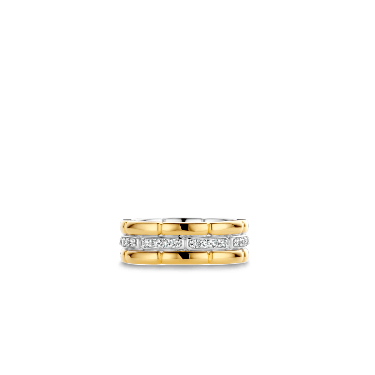 Ti Sento Gold Vermeil Cubic Zirconia Three Band Ring - Rococo Jewellery