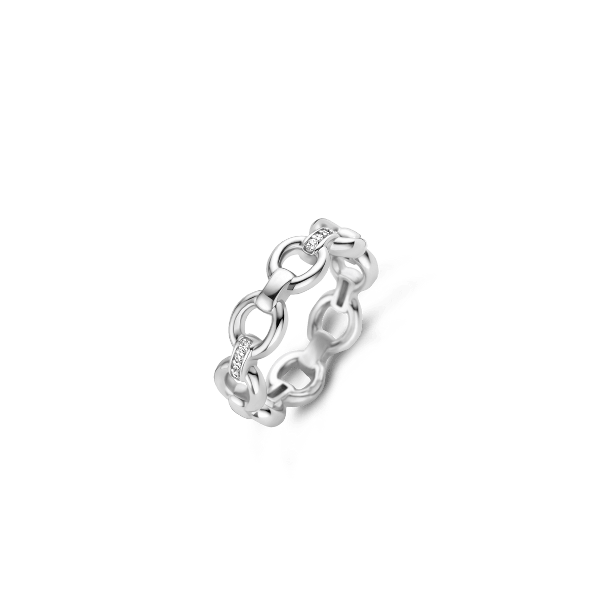 Sentido Jewelry Rings Ti Sento Silver Ring with Round Pave Links with Cubic Zirconia – Rococo ...