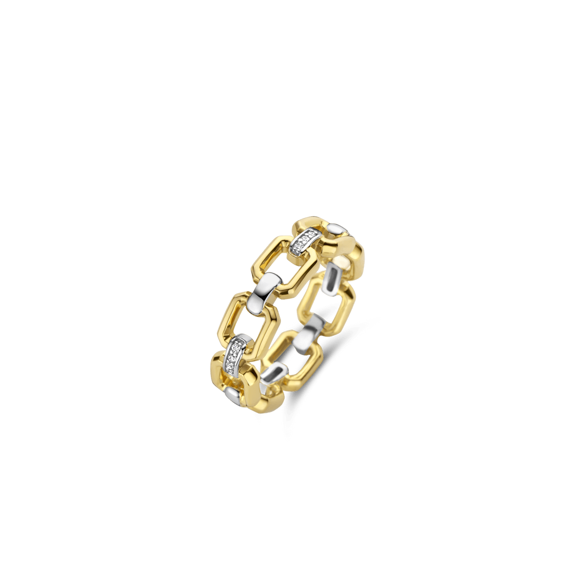 Ti Sento 18ct Gold Vermeil Ring with Cubic Zirconia Links - Rococo Jewellery