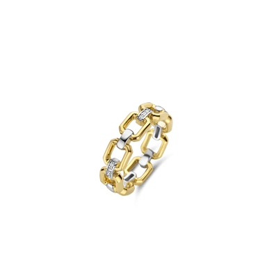 Ti Sento 18ct Gold Vermeil Ring with Cubic Zirconia Links - Rococo Jewellery