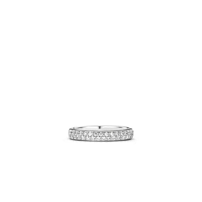 Ti Sento Sterling Silver Double Row Cubic Zirconia Ring - Rococo Jewellery