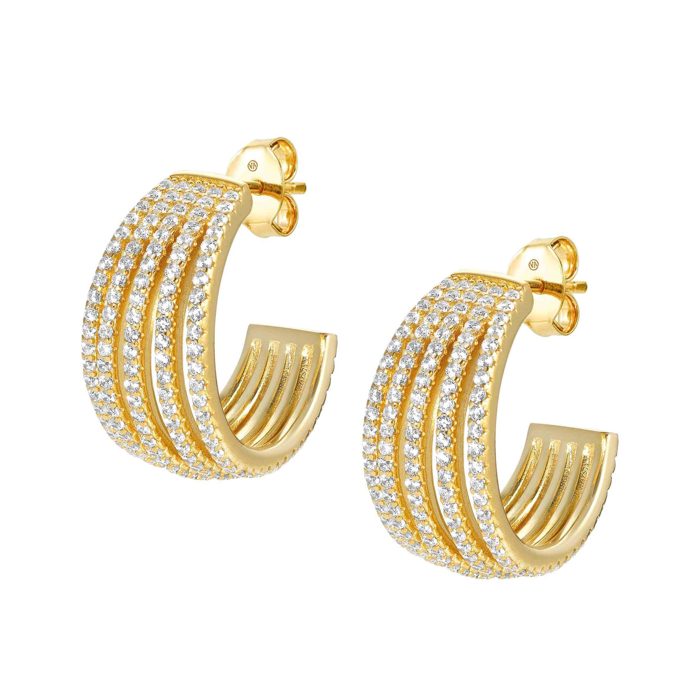 Nomination Lovelight Half Hoop Stud Earrings - 18ct Gold Plated - Rococo Jewellery