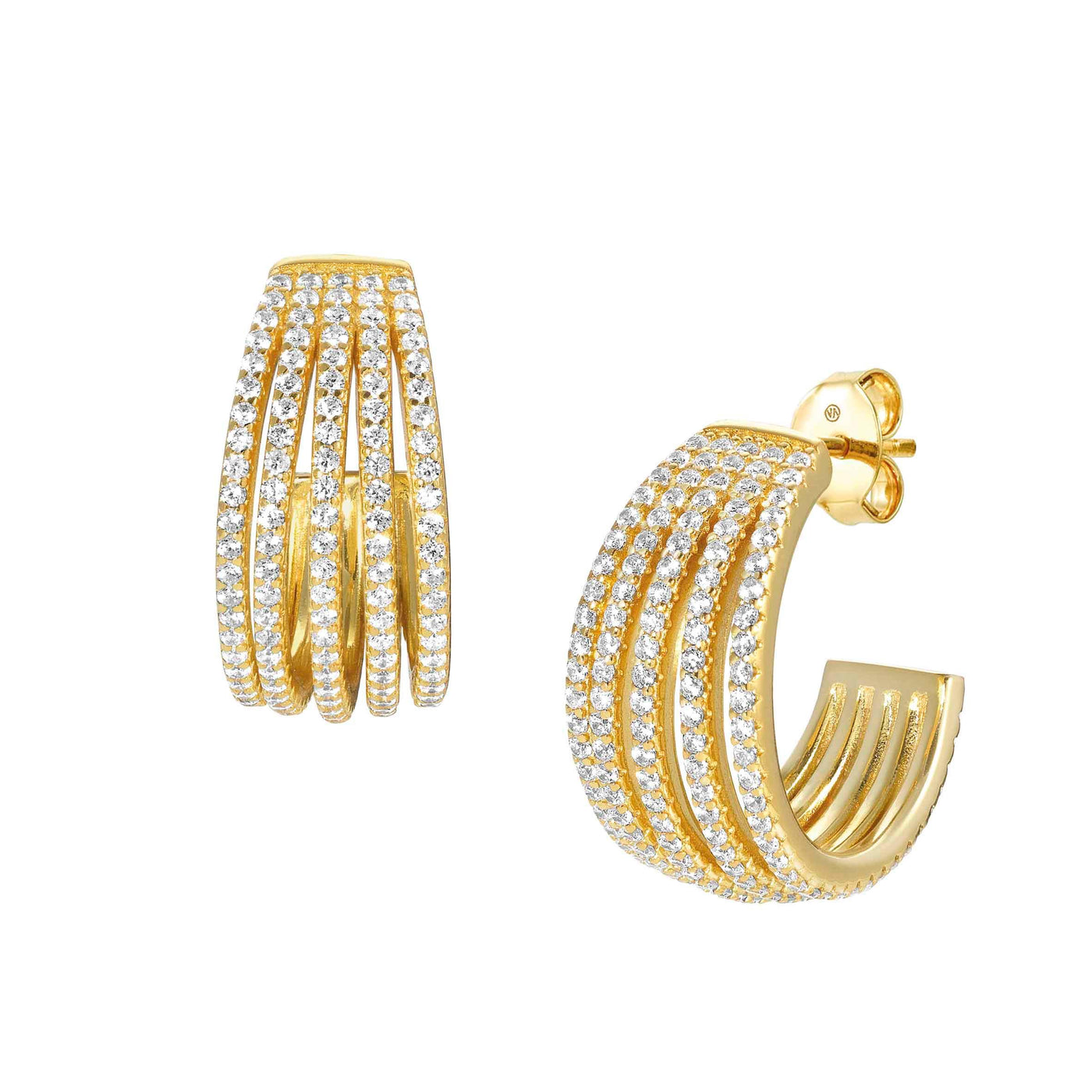 Nomination Lovelight Half Hoop Stud Earrings - 18ct Gold Plated - Rococo Jewellery