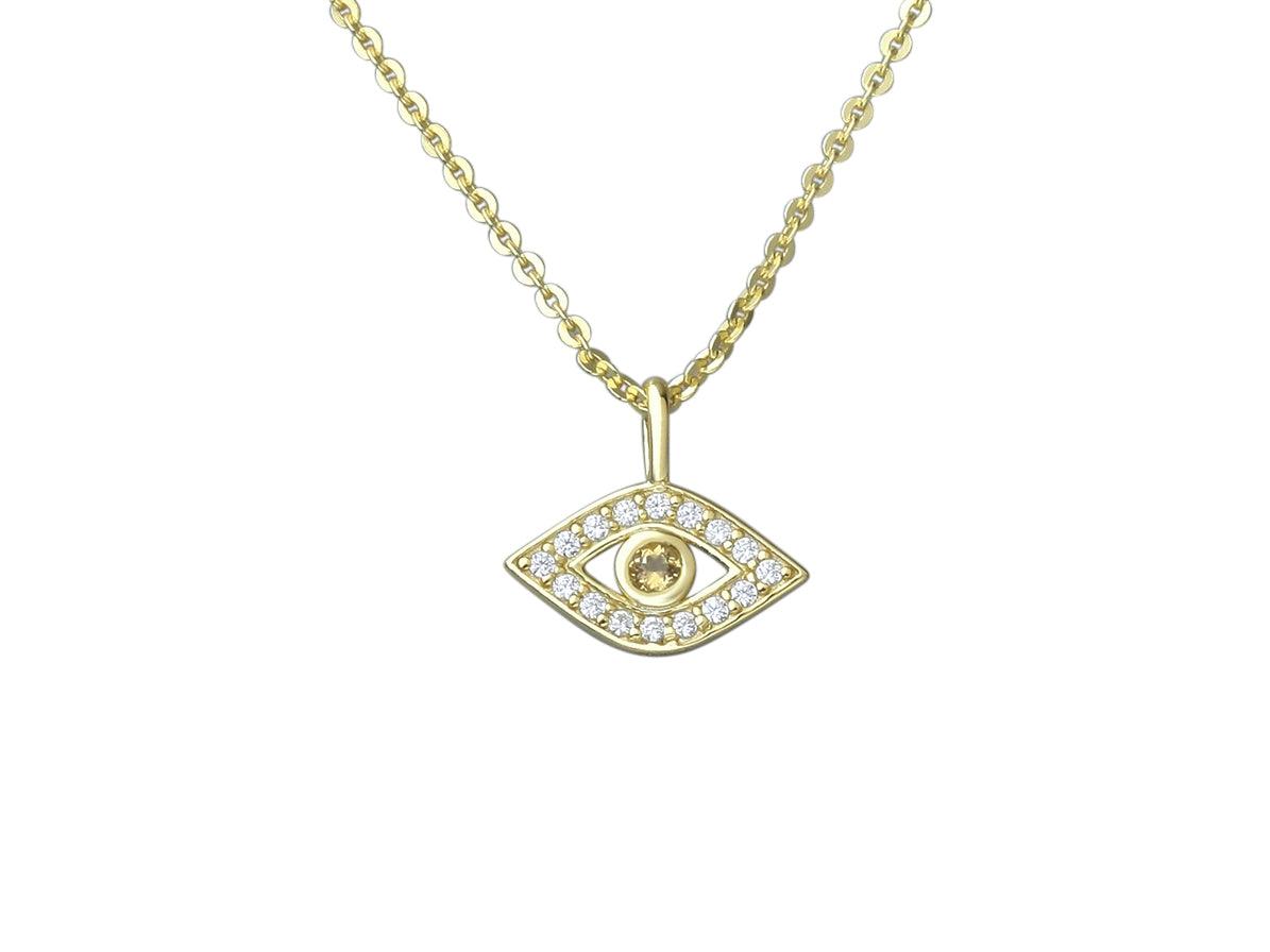 Golden Evil Eye Cubic Zirconia Necklace - Rococo Jewellery