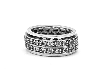 Yaron Morhaim Sterling Silver Cubic Zirconia Spinning Ring - Rococo Jewellery