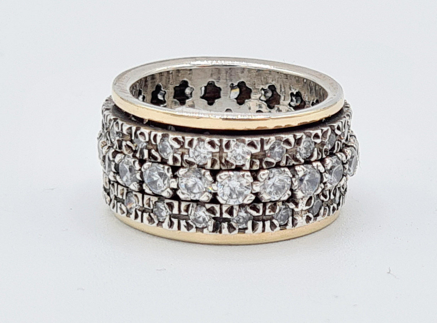 Yaron Morhaim 9ct Gold Sterling Silver and Cubic Zirconia Ring - Rococo Jewellery