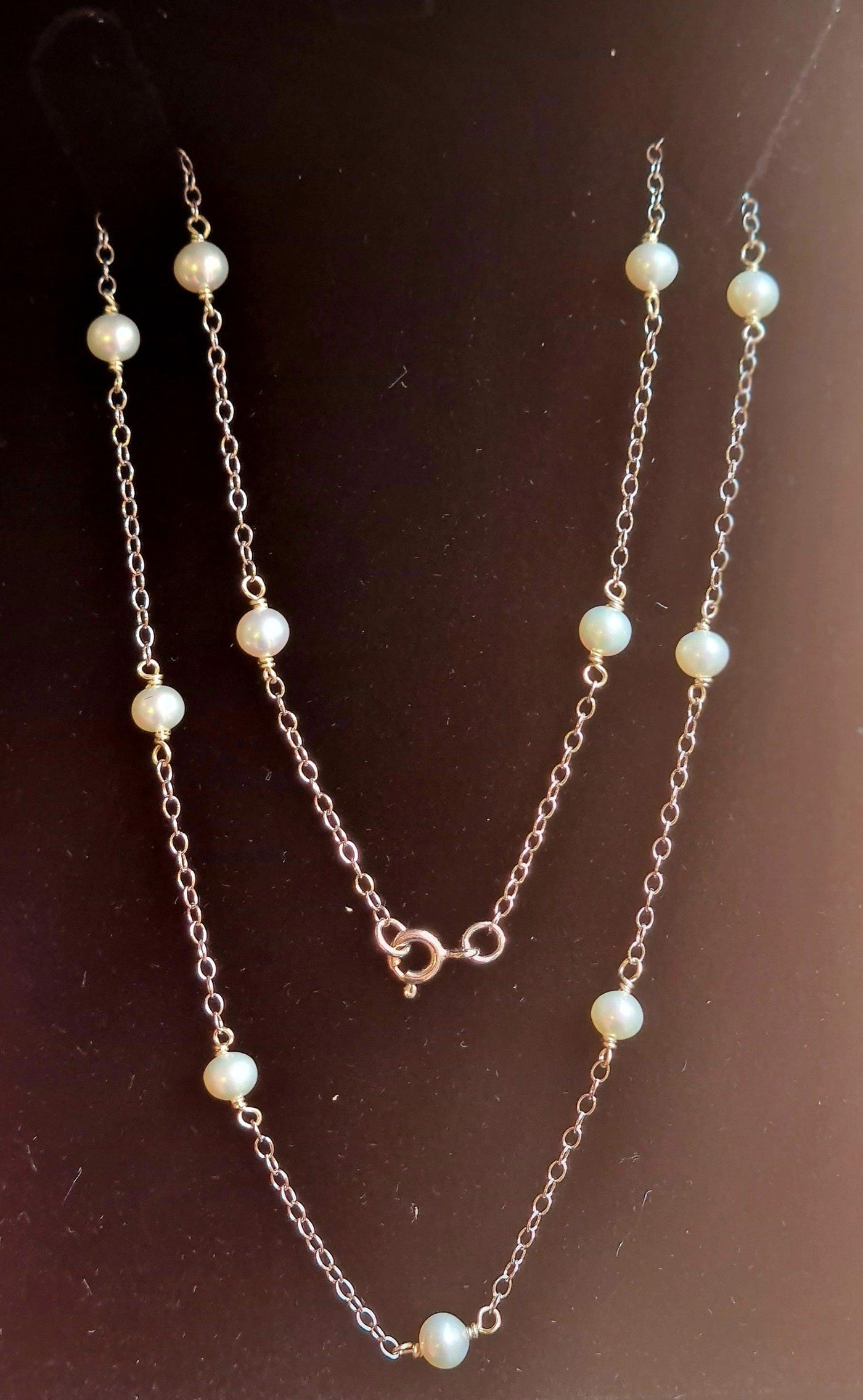 Cultured 5mm River Pearls and Gold Chain Necklace - Various Lengths - Rococo Jewellery
