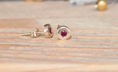 9ct Yellow Gold Ruby Stud Earrings - Rococo Jewellery
