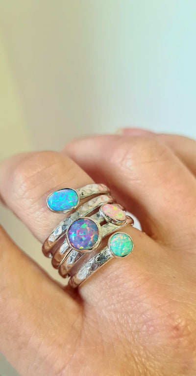 Lavan Colourful Opal Ring - Sterling Silver - Rococo Jewellery