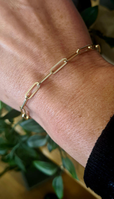 9ct Gold Long Square Links Bracelet - Rococo Jewellery