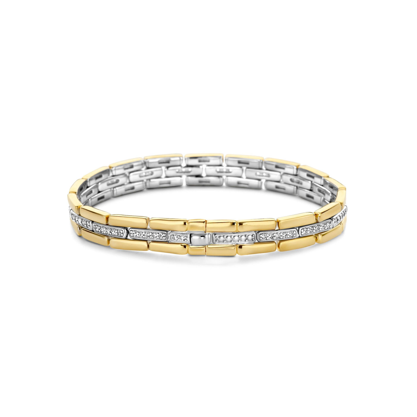 Ti Sento Gold and Silver Structured Bangle Bracelet - Rococo Jewellery