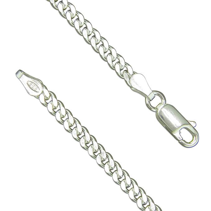 51cm Heavy Diamond-Cut Curb Chain - Sterling Silver - Rococo Jewellery