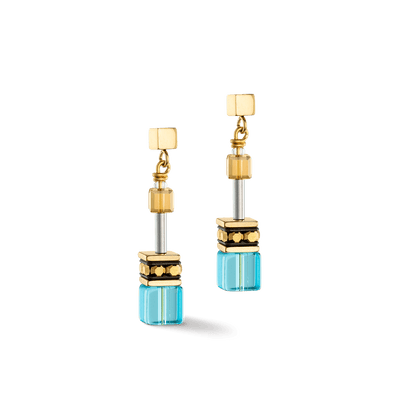 Coeur De Lion GeoCUBE® Iconic Gold and Turquoise Earrings - Rococo Jewellery
