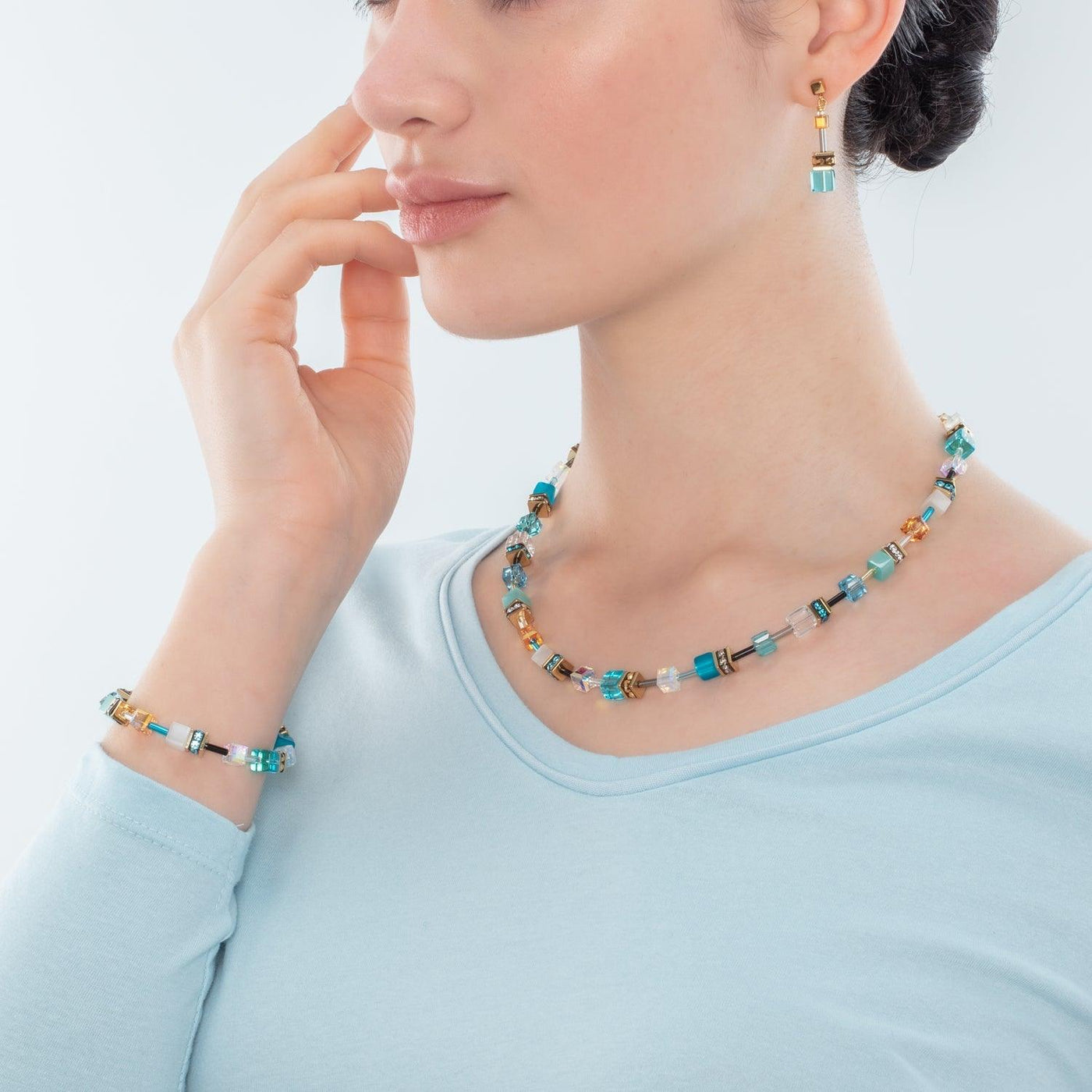 Coeur De Lion GeoCUBE® Iconic Gold and Turquoise Bracelet - Rococo Jewellery