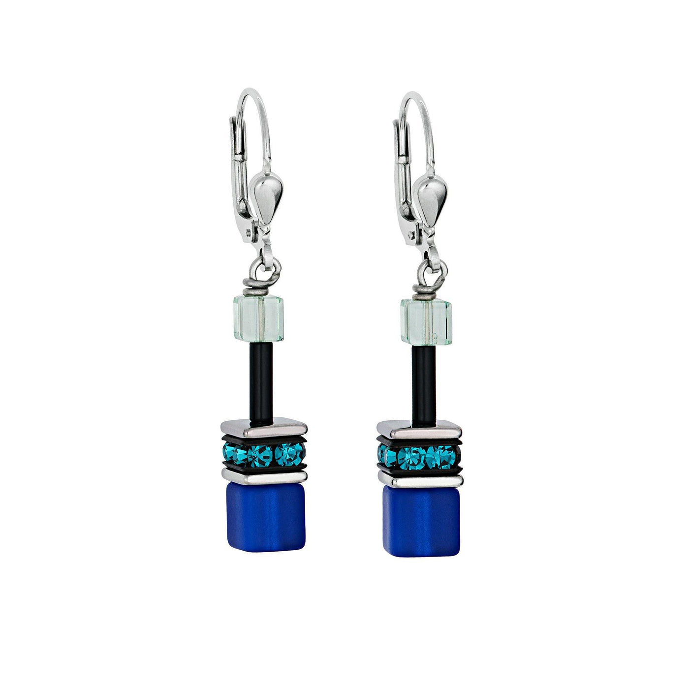 Coeur De Lion Blue Green Swarovski® Crystals Geo Cube Earrings - Rococo Jewellery