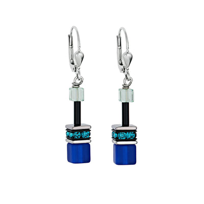 Coeur De Lion Blue Green Swarovski® Crystals Geo Cube Earrings - Rococo Jewellery