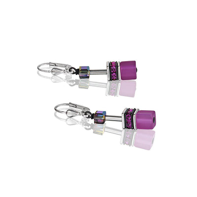 Coeur De Lion Purple Swarovski® Crystals Geo Cube Earrings - Rococo Jewellery