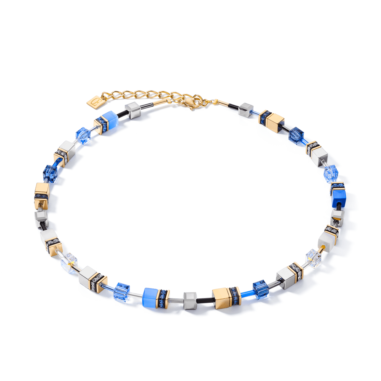 Coeur De Lion GeoCUBE® Blue-Gold Necklace - Rococo Jewellery