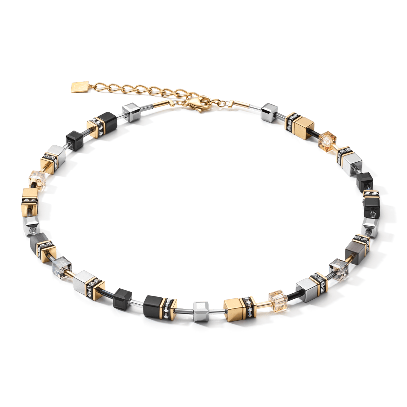 Coeur De Lion GeoCUBE® Grey Gold Necklace - Rococo Jewellery