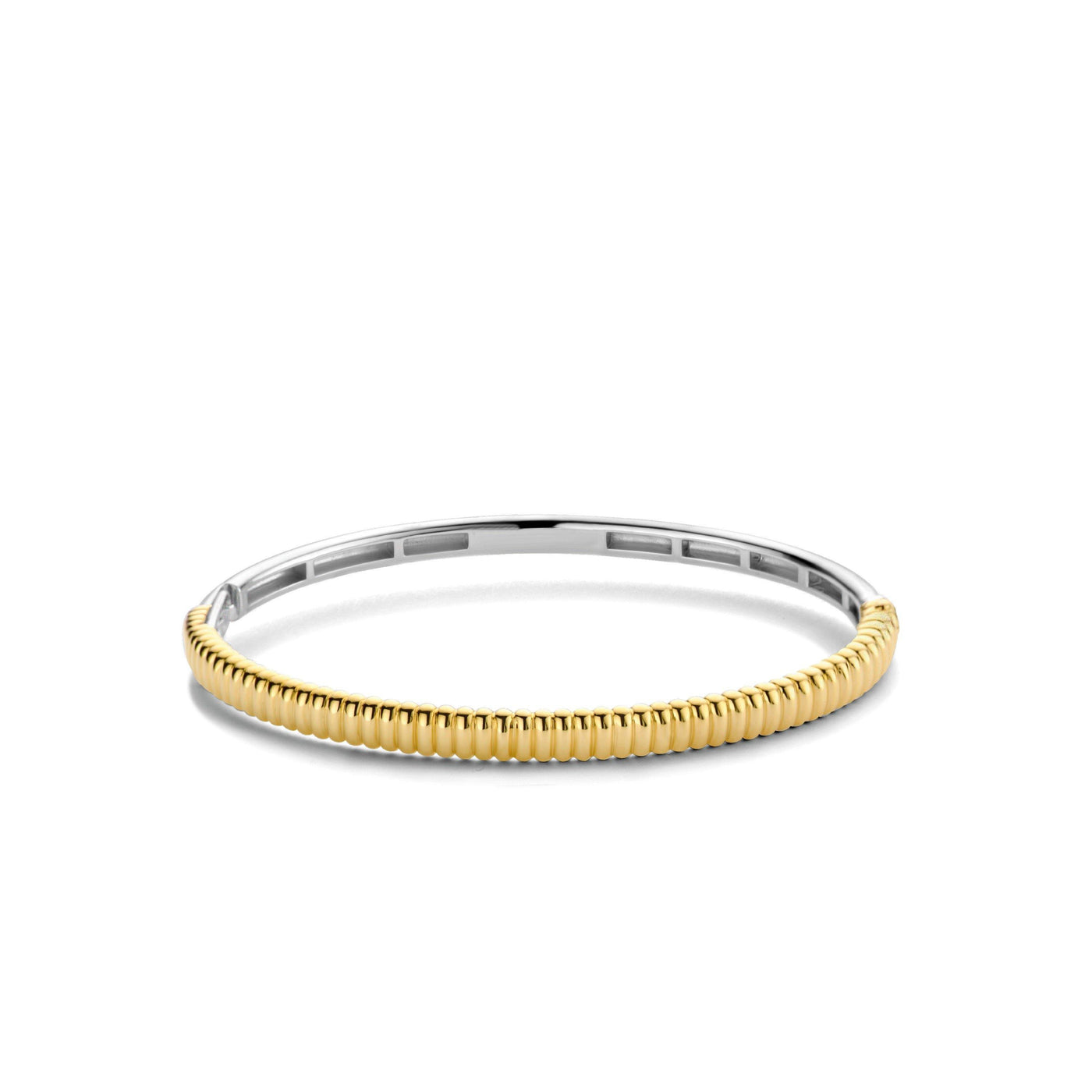 Ti Sento 18ct Gold Vermeil Sterling Silver Ribbed Structure Bangle - Rococo Jewellery