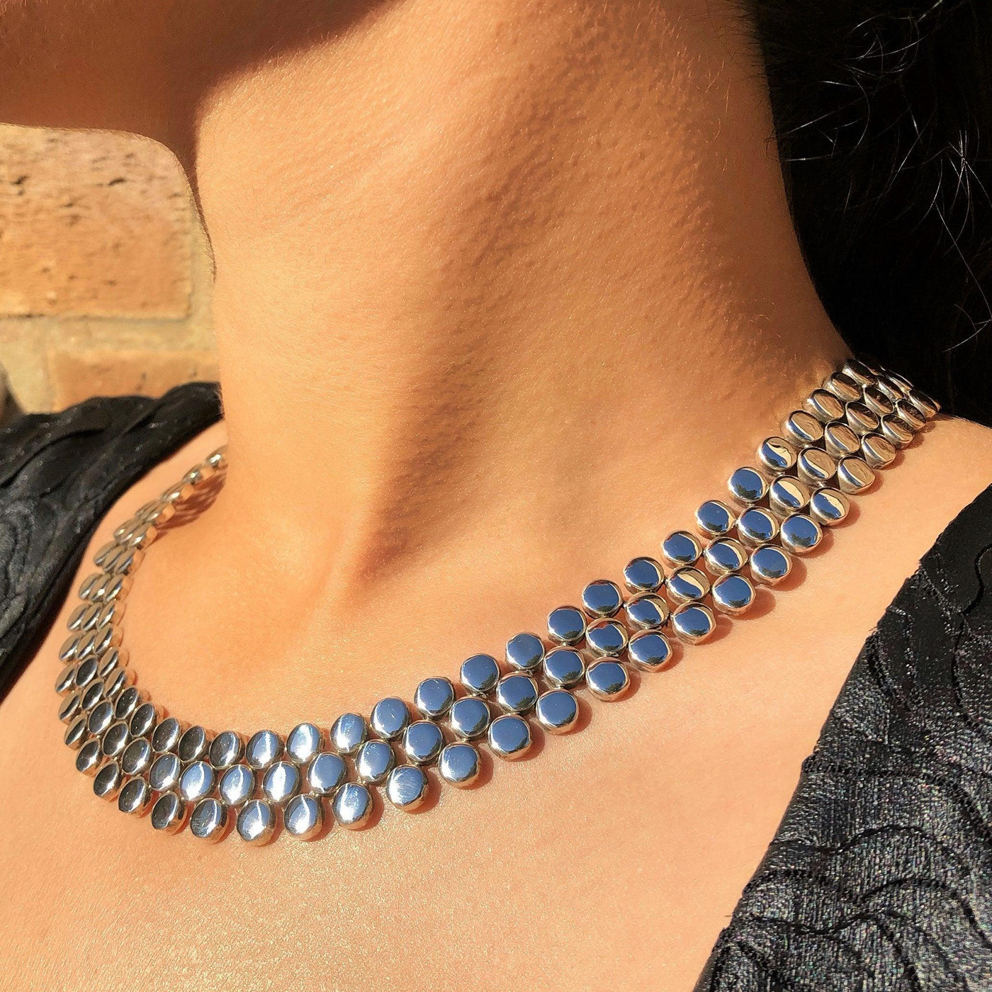 Chunky Sterling Silver Scales Necklace - Rococo Jewellery