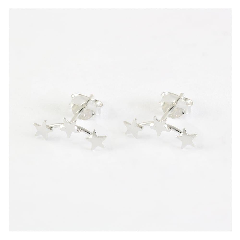 Kingsley Ryan 3 Star Constellation Stud Earrings - Sterling Silver or Gold Plate - Rococo Jewellery