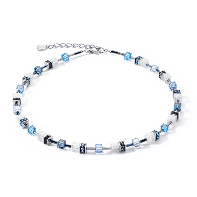 Coeur De Lion GeoCUBE® Iconic Nature Blue White Crystal Necklace - Rococo Jewellery