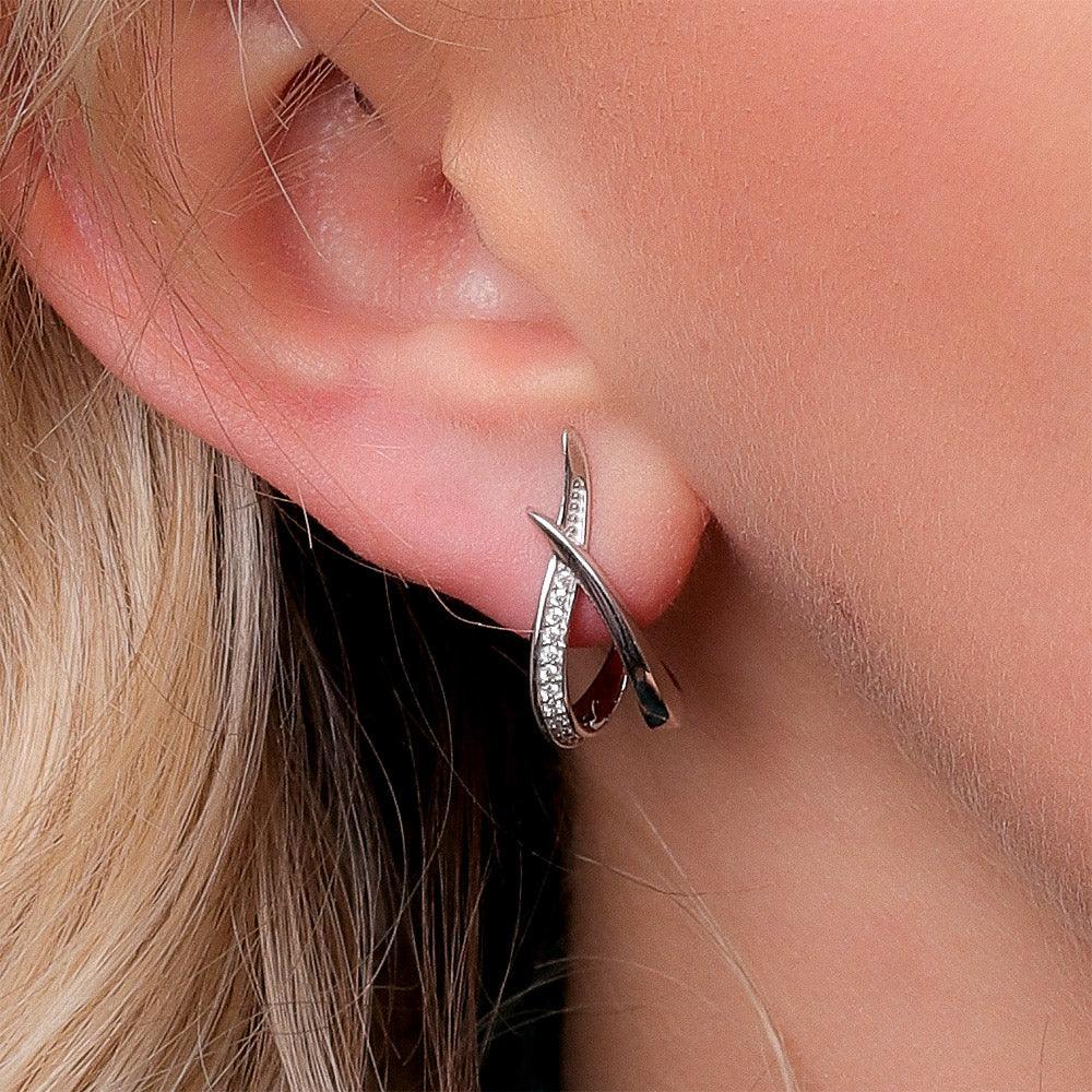 Kit Heath Entwine Twine Twist CZ Pavé Hoop Earrings - Rococo Jewellery
