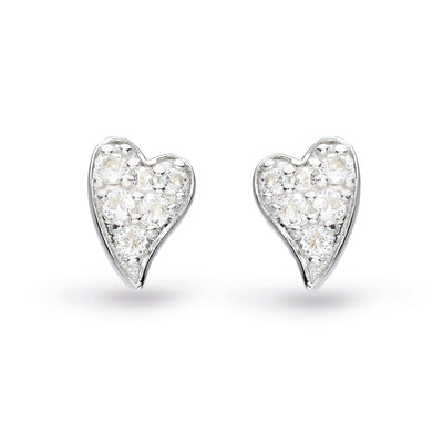 Kit Heath Desire Precious White Topaz Heart Stud Earrings - Rococo Jewellery