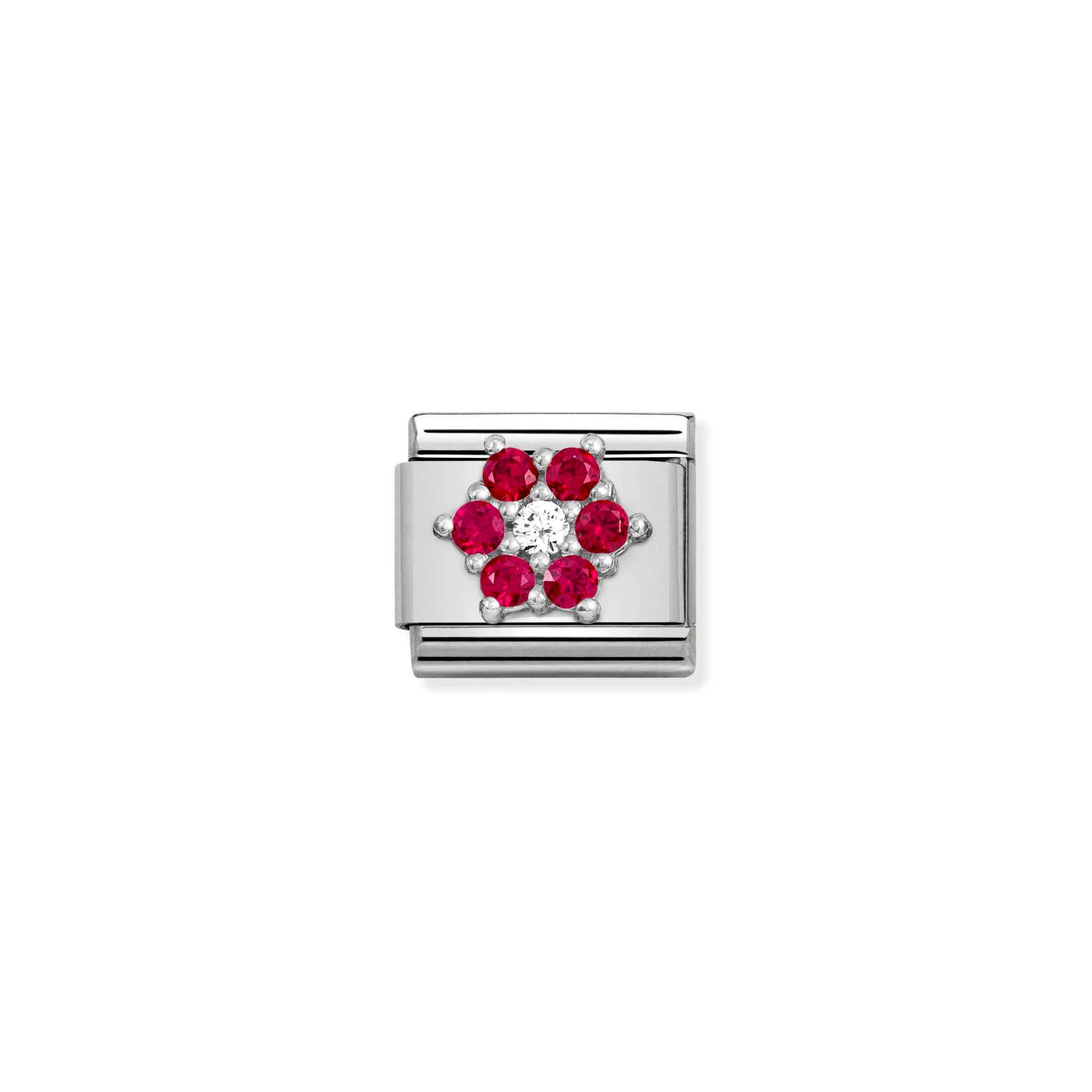 Nomination Classic Red Cubic Zirconia Flower Link - Rococo Jewellery